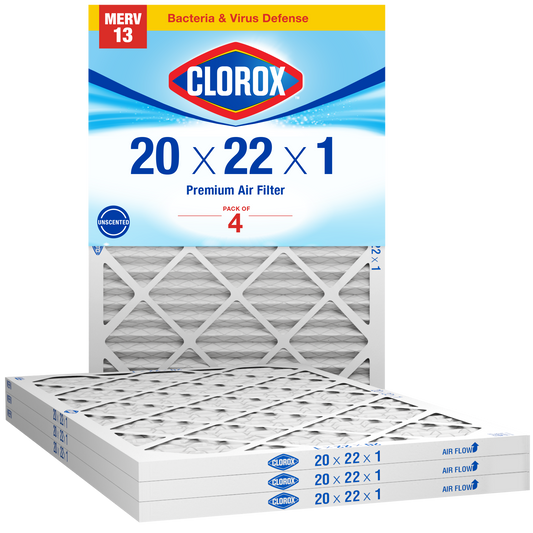 Clorox 20x22x1 Air Filter, Premium Pleated Furnace Filters