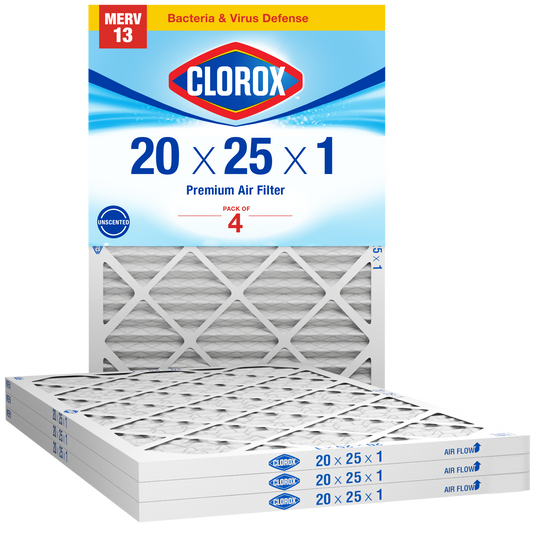 Clorox 20x25x1 Air Filter, Premium Pleated Furnace Filters